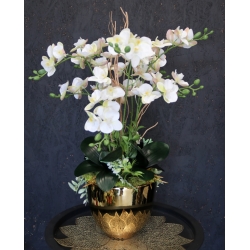 Kompozycja PREMIUM STORCZYKI BIAŁE 10-pędów w złotej osłonce MAXI